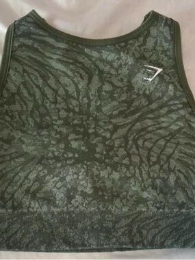 Gymshark Olive Green Camouflage Seamless Crop Tank